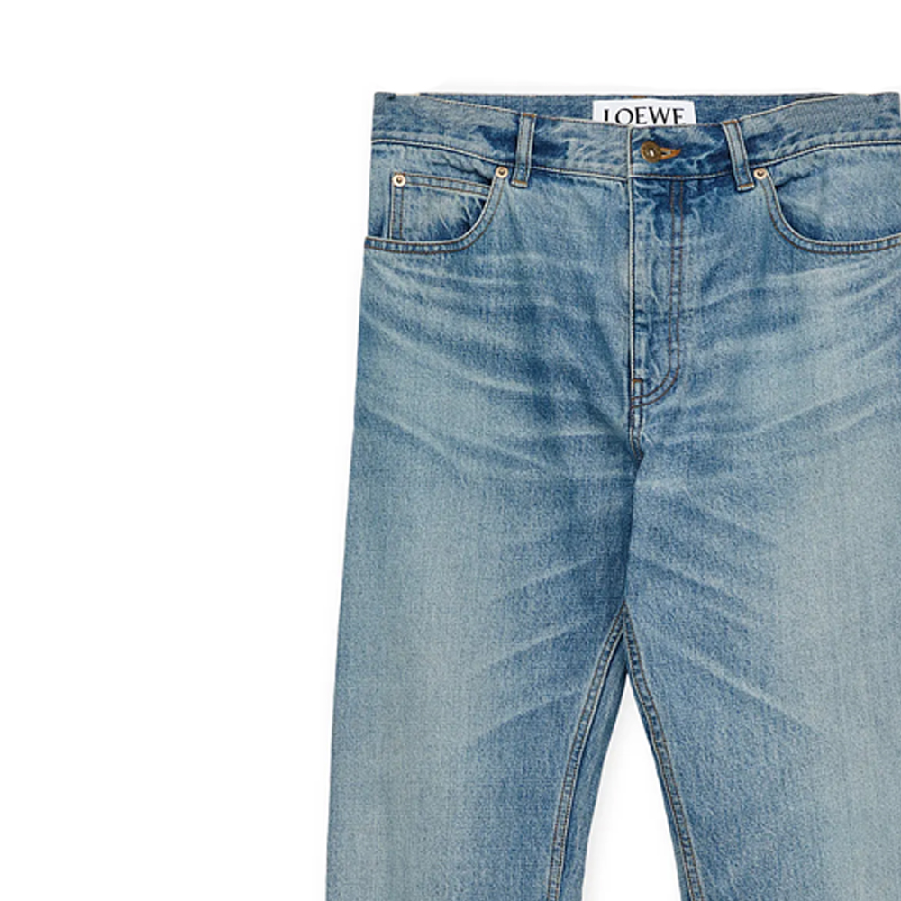 Sizing ロエベ SS24 ヴィンテージブルー ウォッシュドボタン ミッドライズストレートジーンズ。 H526Y11X79-5570