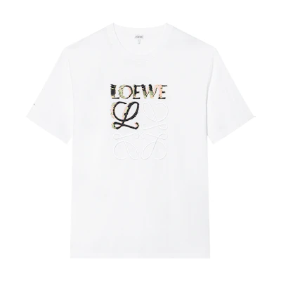 LOEWE SS24 White Loose Fit T-Shirt with Embroidered Logo. H526Y22J61-2016