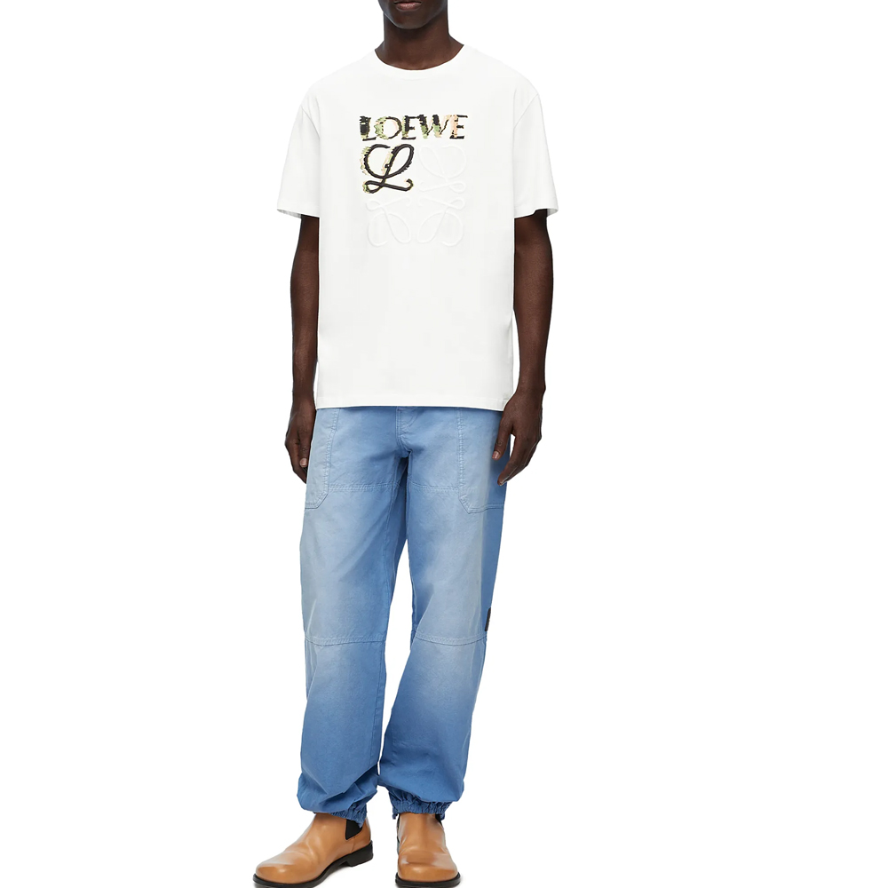 Lookbook LOEWE SS24  White Loose Fit T-Shirt with Embroidered Logo. H526Y22J61-2016
