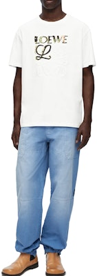 LOEWE SS24 White Loose Fit T-Shirt with Embroidered Logo. H526Y22J61-2016 Lookbook LOEWE SS24 White Loose Fit T-Shirt with Embroidered Logo. H526Y22J61-2016