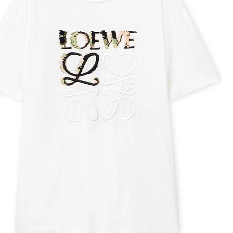 Sizing LOEWE SS24  White Loose Fit T-Shirt with Embroidered Logo. H526Y22J61-2016