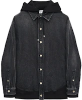 LOEWE SS24 Black Hooded Patchwork Button-Up Loose-Fit Jacket Men’s H526Y50W16-8946 LOEWE SS24 Black Hooded Patchwork Button-Up Loose-Fit Jacket Men’s H526Y50W16-8946