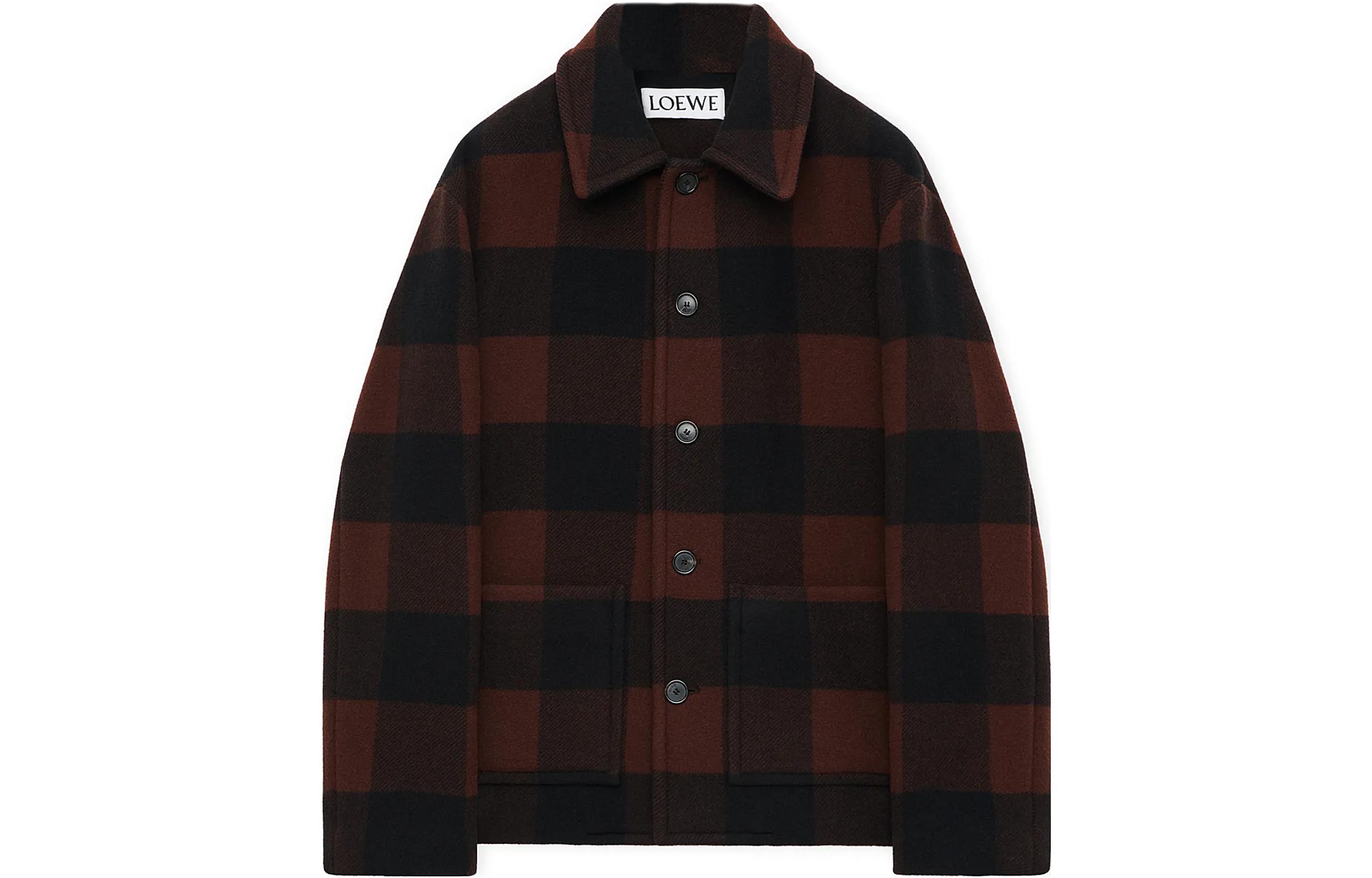 LOEWE SS24 Checkered Square Neck Button-Up Long Sleeve Jacket Multicolor H526Y03WBF-1103