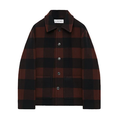 LOEWE SS24 Checkered Square Neck Button-Up Long Sleeve Jacket Multicolor H526Y03WBF-1103