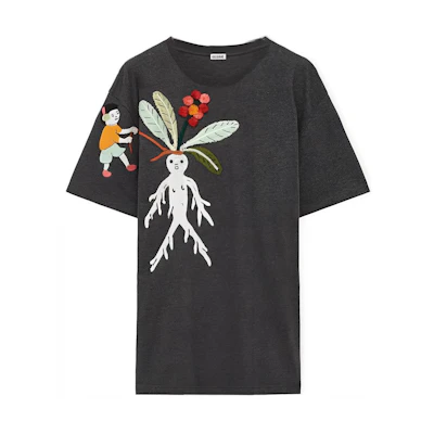 LOEWE SS24 Graphic Embroidered Relaxed Fit Crewneck T-Shirt Men Deep Grey. H526Y22XAK-8472
