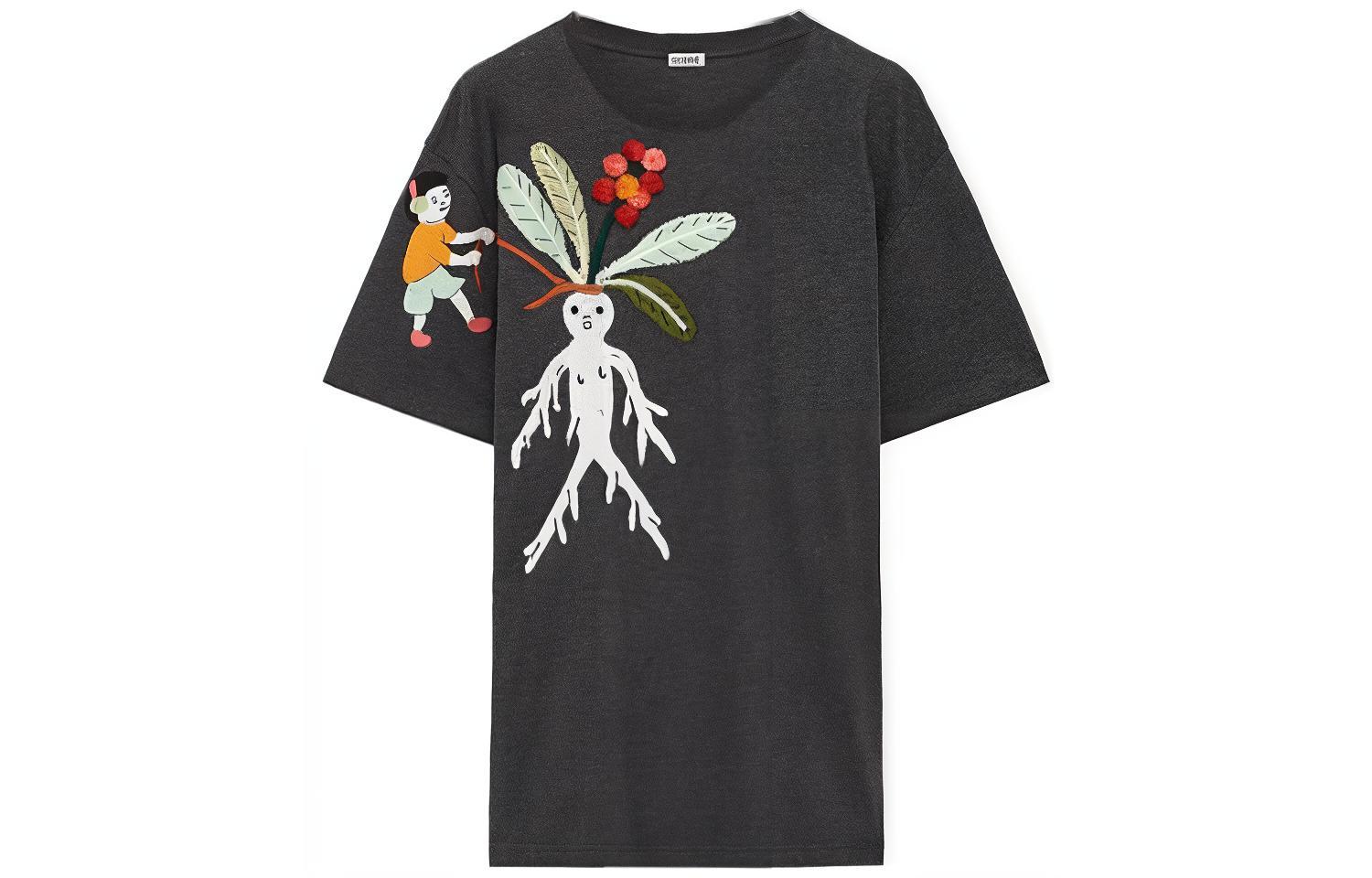 Order LOEWE SS24 Graphic Embroidered Relaxed Fit Crewneck T-Shirt Men Deep Grey. H526Y22XAK-8472