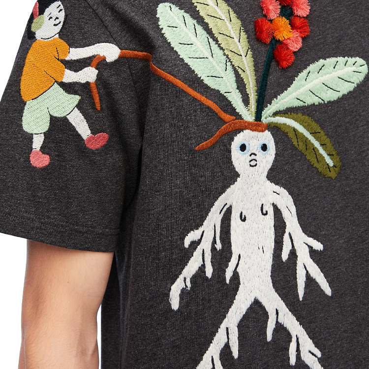 Details for LOEWE SS24 Graphic Embroidered Relaxed Fit Crewneck T-Shirt Men Deep Grey. H526Y22XAK-8472