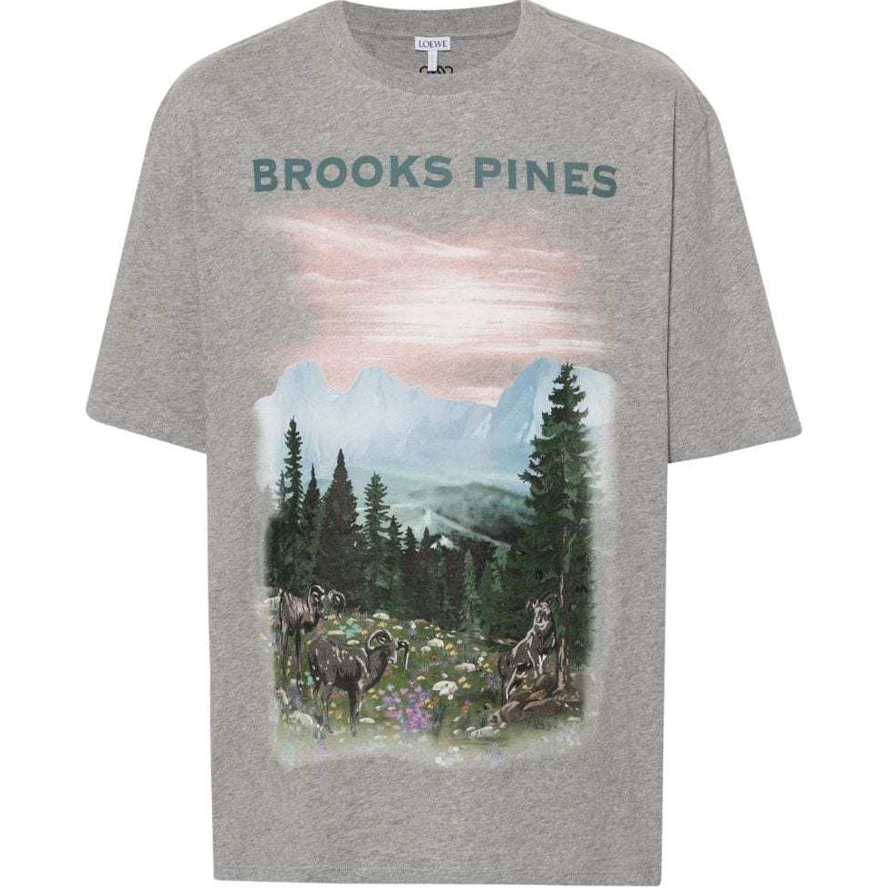 LOEWE SS24 Graphic Logo Print Crewneck T-Shirt  - Heather Gray H526Y22XBB