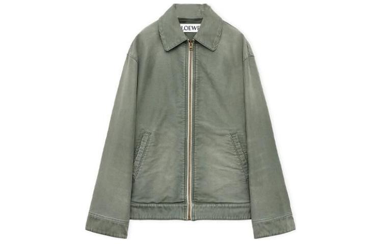 LOEWE SS24 Khaki Green Zip-Up Collared Casual Loose Jacket H526Y03WB7-1889