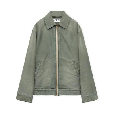 LOEWE SS24 Khaki Green Zip-Up Collared Casual Loose Jacket H526Y03WB7-1889