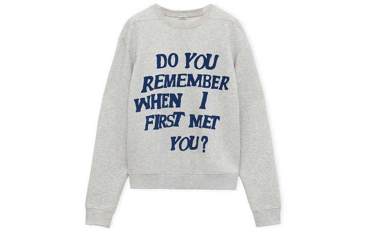 LOEWE SS24 Letter Print Ribbed Crewneck Sweatshirt Unisex Grey H616Y24X14-1440