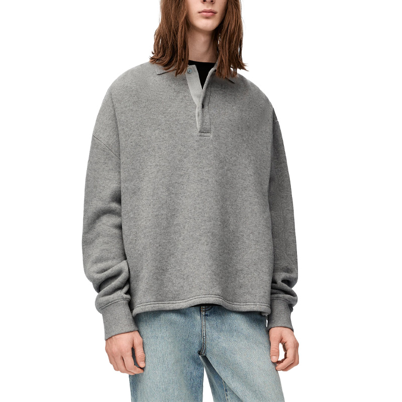 Lookbook LOEWE SS24 オーバーサイズ アシンメトリック ボタンポロシャツ メンズ リードグレー H526Y23X44-1680