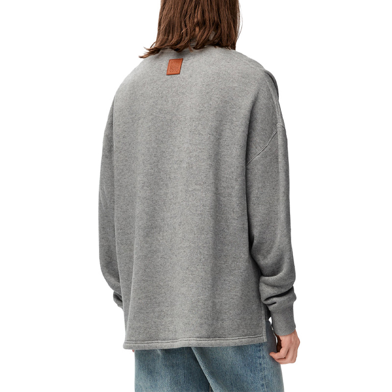 Purchase LOEWE SS24 オーバーサイズ アシンメトリック ボタンポロシャツ メンズ リードグレー H526Y23X44-1680