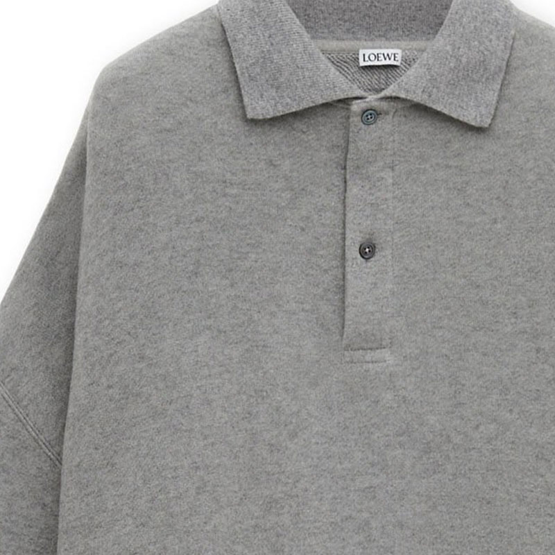 Details for LOEWE SS24 オーバーサイズ アシンメトリック ボタンポロシャツ メンズ リードグレー H526Y23X44-1680