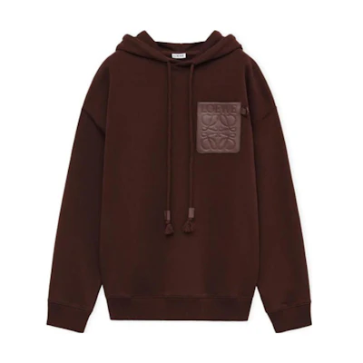 LOEWE SS24 Solid Color Logo Patch Drawstring Hoodie H526Y25X30-3270