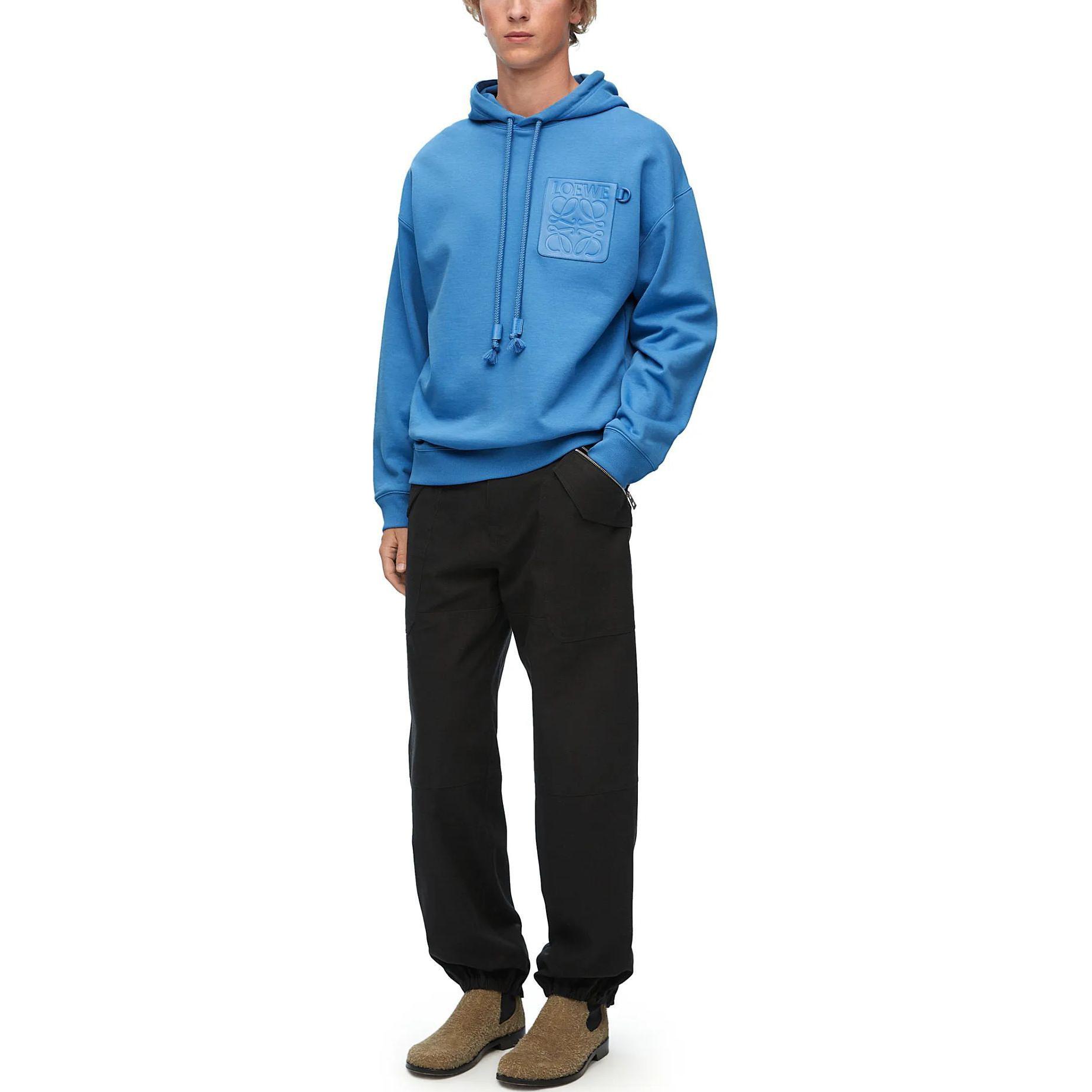 LOEWE SS24 Solid Color Loose Fit Hoodie with Pocket Sea Blue - Men’s. H526Y25X30-5012 圖 3