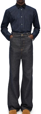 LOEWE SS24 條紋單排扣尖領襯衫 海軍藍襯衫 H526Y05X26-6685 Shop LOEWE SS24 條紋單排扣尖領襯衫 海軍藍襯衫 H526Y05X26-6685