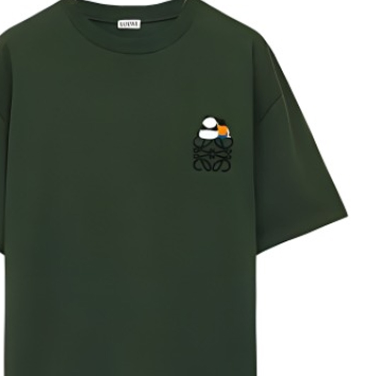 Details for LOEWE SS24 x Suna Fujita 刺繡熊貓寬鬆版T恤 軍綠色。 H526Y22XB4-8522