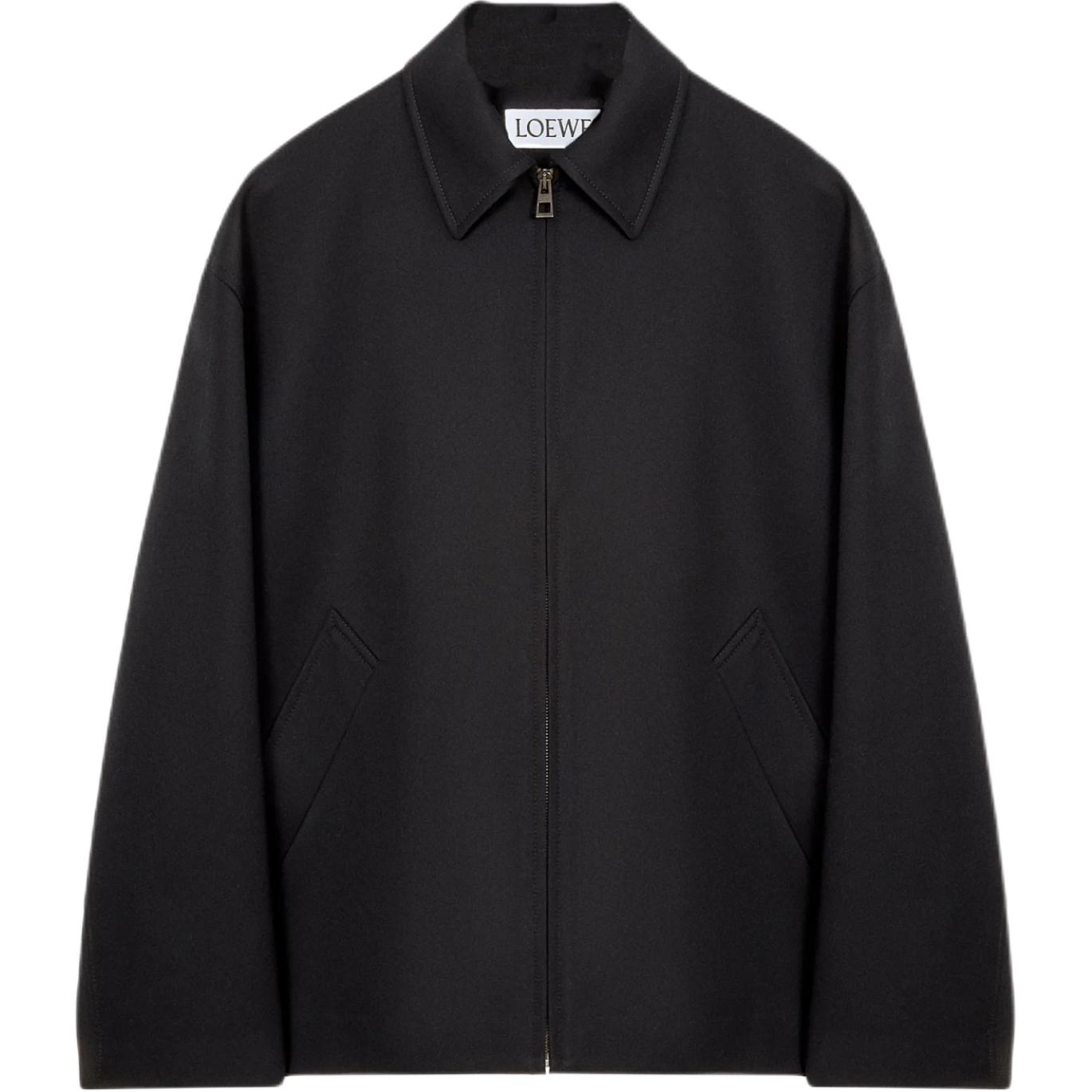 LOEWE SS25  Black Loose-Fit Silk Cotton Long-Sleeve Jacket. H526Y02WBB-1100