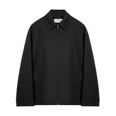 LOEWE SS25 Black Loose-Fit Silk Cotton Long-Sleeve Jacket. H526Y02WBB-1100
