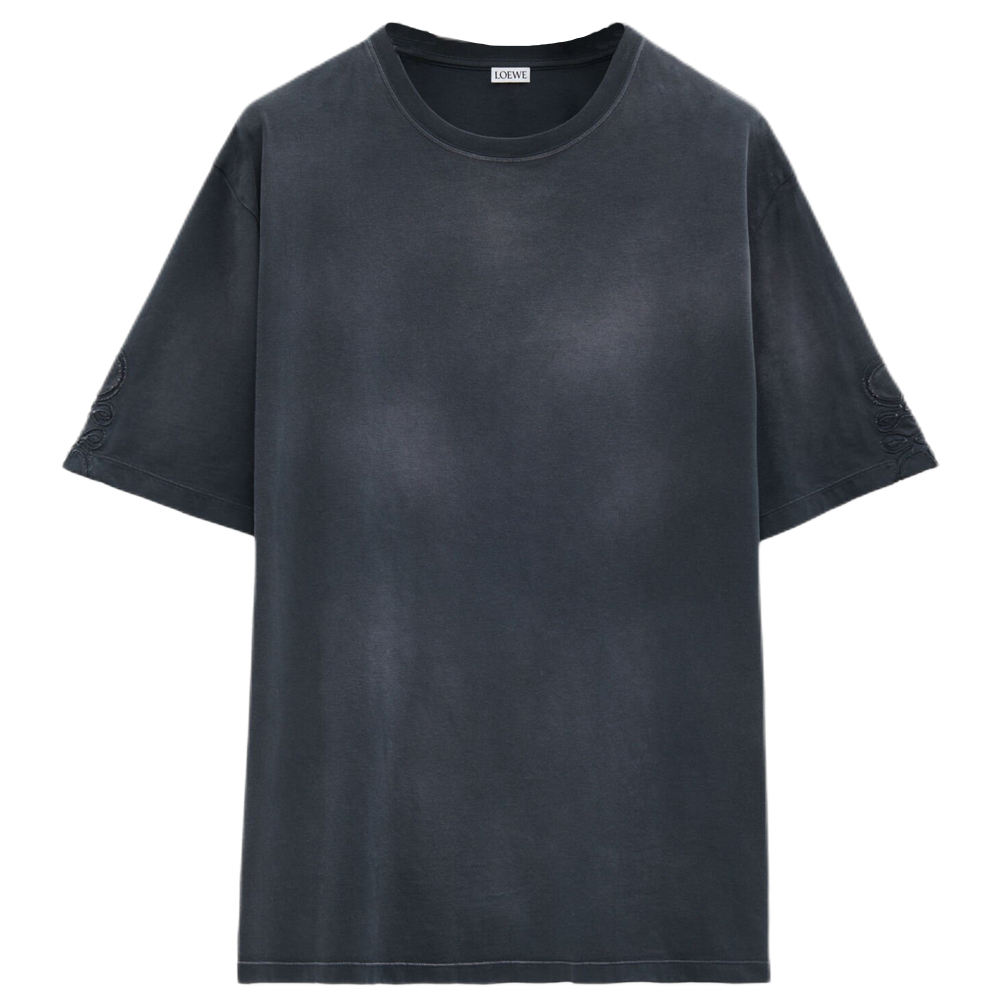 LOEWE SS25  Black Loose Fit Crewneck T-Shirt with Cut-Out Design. H526Y22XBT-1100