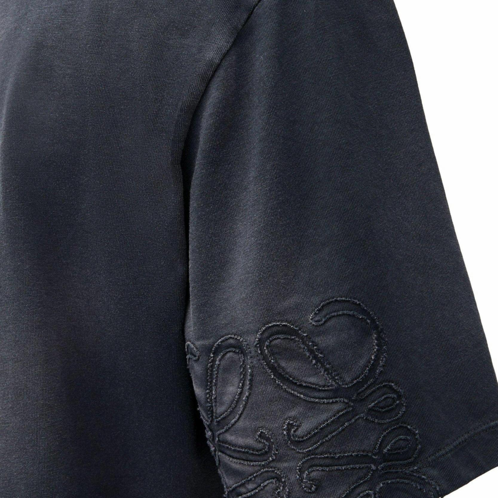 Details for ロエベ SS25 ブラック ルーズフィット クルーネック Tシャツ カットアウトデザイン付き H526Y22XBT-1100