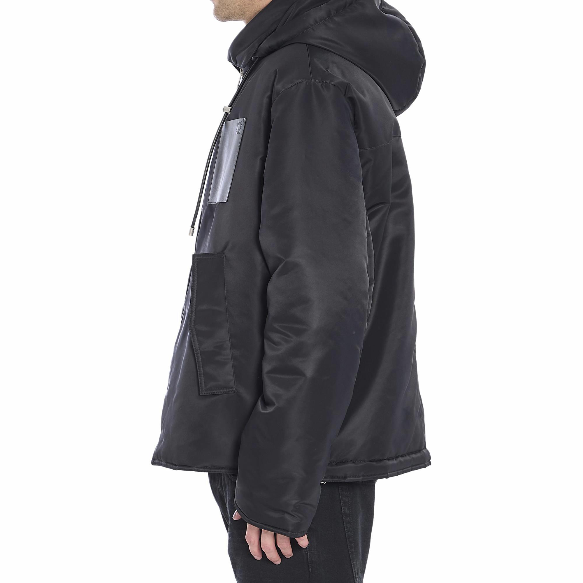 Details for LOEWE SS25  Black Solid Zip-Up Hooded Jacket H526Y02WAD-1100
