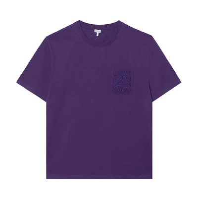 LOEWE SS25 Loose-Fit Logo Embroidered Pocket T-Shirt Pink Purple. H526Y22XBC-6160