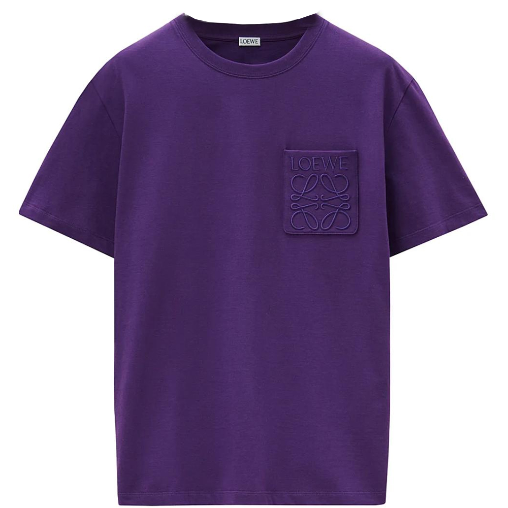Order Camiseta LOEWE SS25 Holgada Logo Bordado Bolsillo Rosa Púrpura. H526Y22XBC-6160