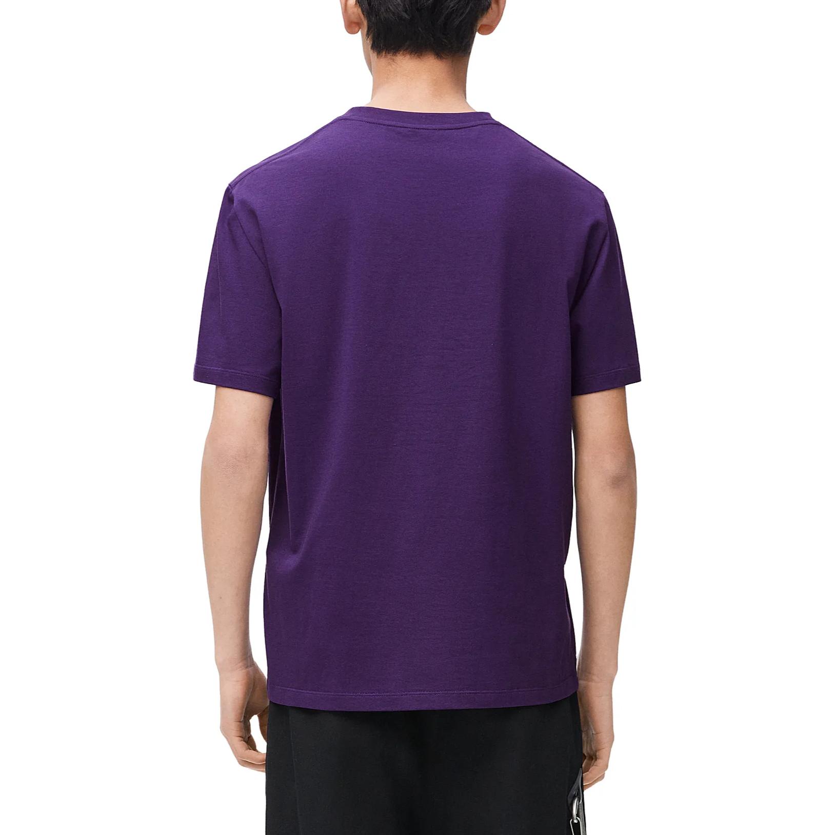 Shop Camiseta LOEWE SS25 Holgada Logo Bordado Bolsillo Rosa Púrpura. H526Y22XBC-6160