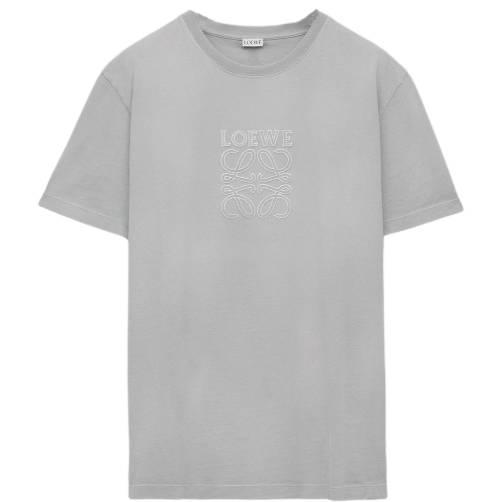 LOEWE SS25  Loose Fit Cotton Appliqué T-Shirt Light Grey H526Y22XBN-1130