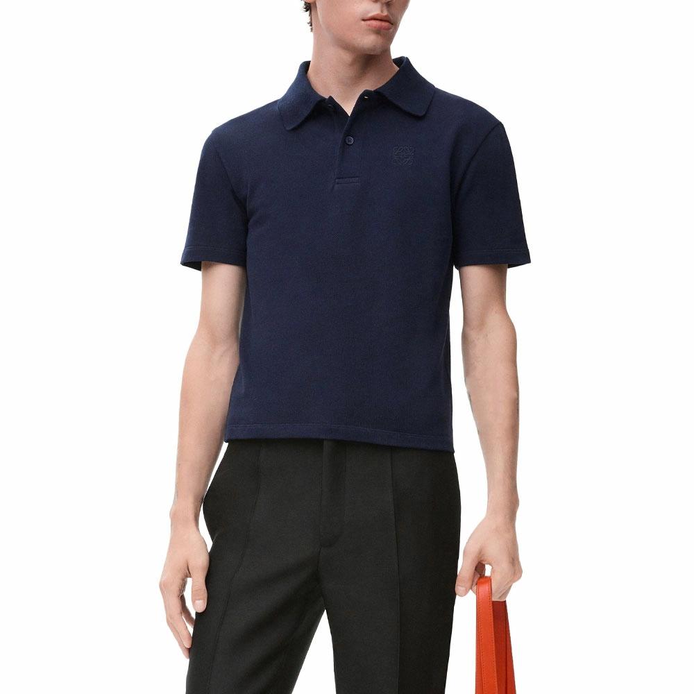 Lookbook ロエベ SS25 ネイビーブルー ロゴ刺繍 ポロシャツ H526Y23X74-5190