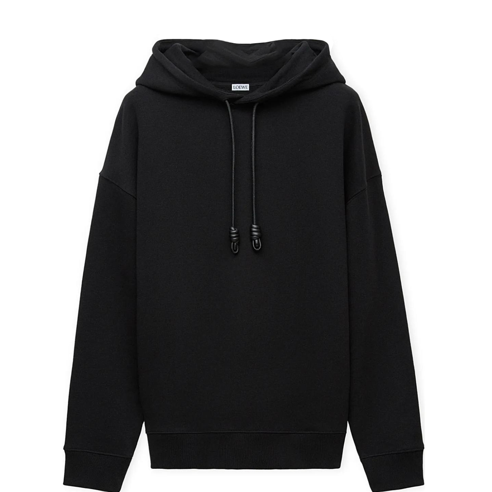 LOEWE SS25 Black Recycled Cotton Hoodie H526Y25X53-1100