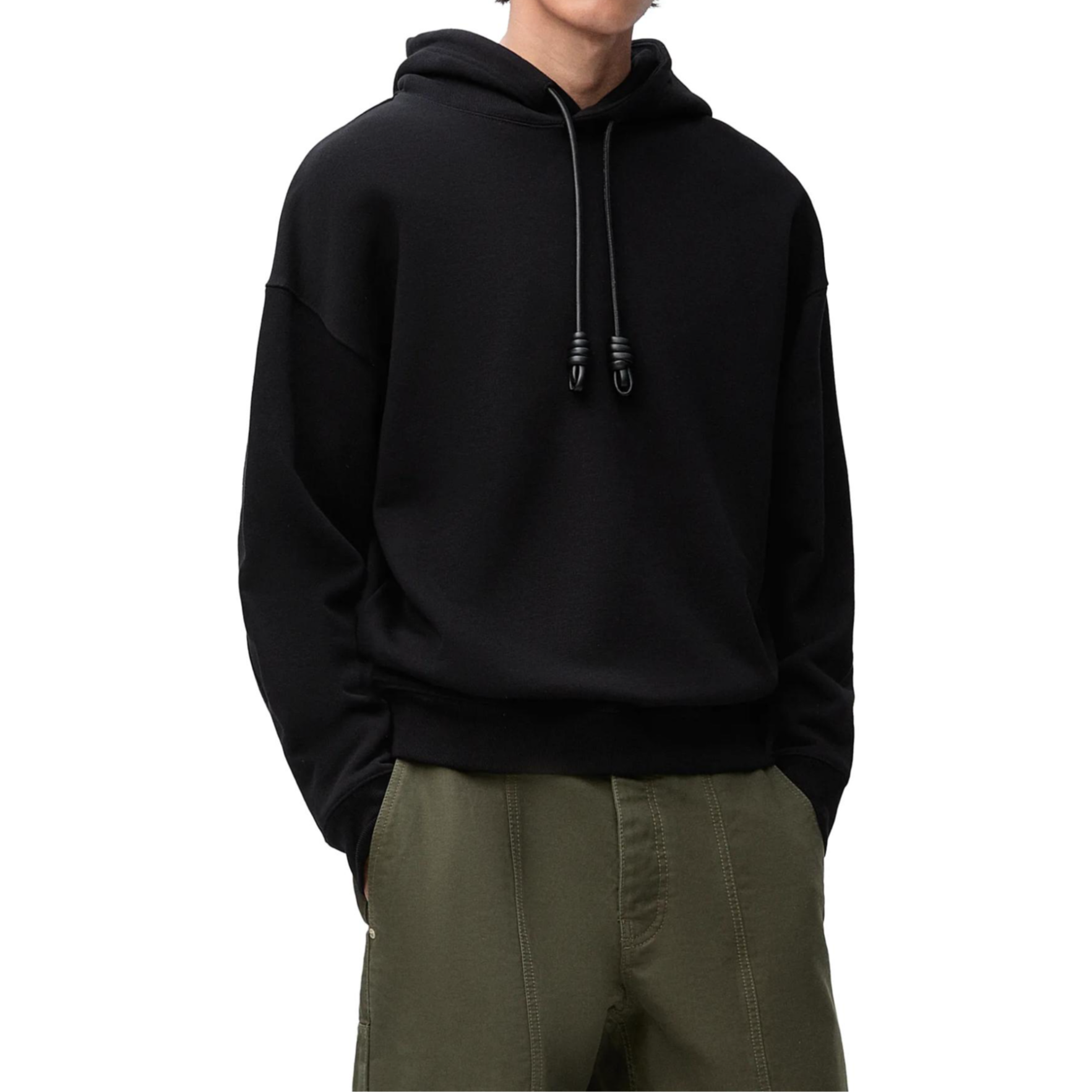 Lookbook ロエベ SS25 ブラック リサイクル コットン フーディ H526Y25X53-1100