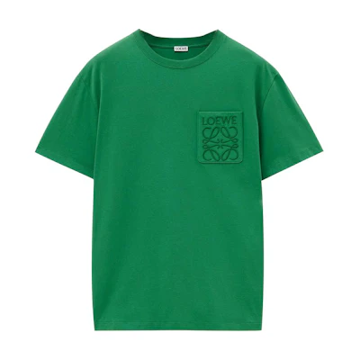 LOEWE SS25 Logo Embroidered Loose Fit Crewneck T-Shirt Tennis Green H526Y22XBC-5855