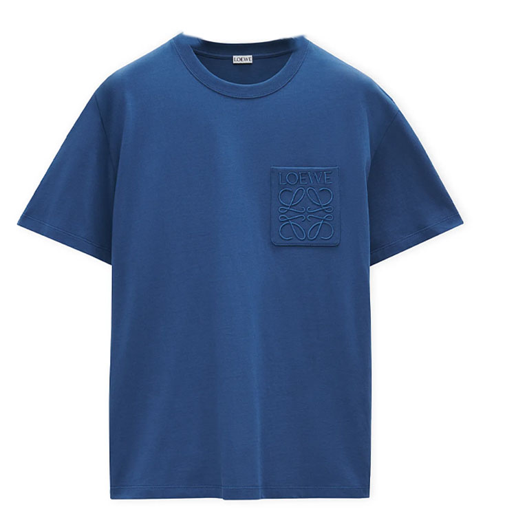 LOEWE SS25 Solid Color Logo Embroidered Crewneck T-Shirt Blue Men’s Tee. H526Y22XBC-1789