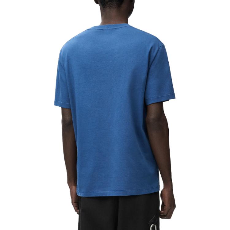 Shop LOEWE SS25 Baju Crewneck Logo Sulam Biru Lelaki. H526Y22XBC-1789