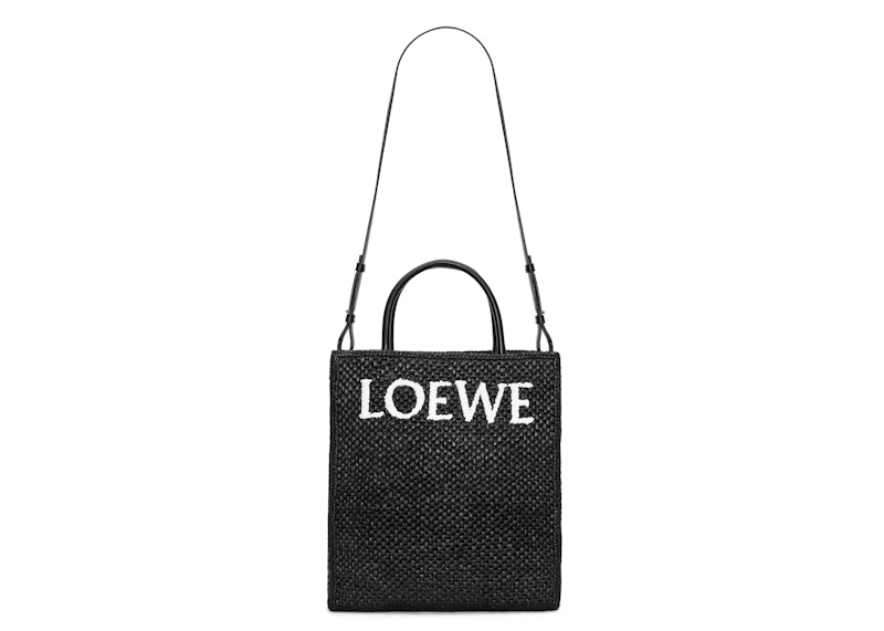 LOEWE Standard A4 Tote Bag In Raffia Black/White