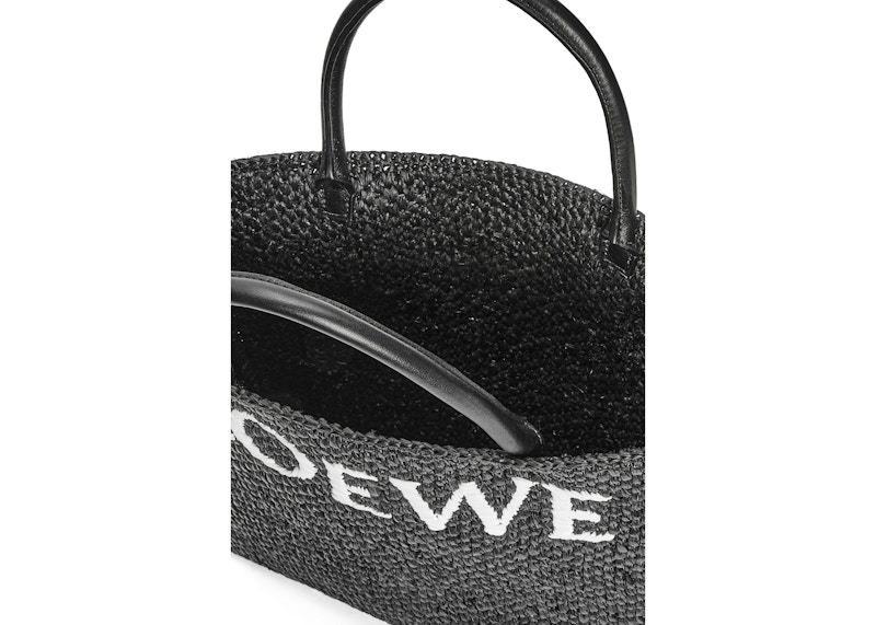 LOEWE Standard A4 Tote Bag In Raffia Black/White 圖 3