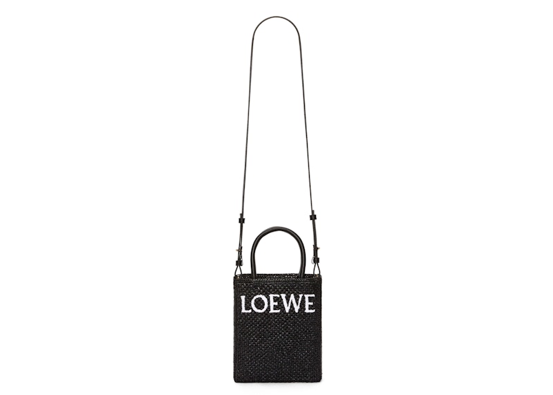 LOEWE Standard A5 Tote Bag In Raffia Black/White