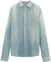 LOEWE Striped Denim Long Sleeve Shirt Bleached Indigo Blue - Casual Fit H526Y1DW03-5825 LOEWE Striped Denim Long Sleeve Shirt Bleached Indigo Blue - Casual Fit H526Y1DW03-5825