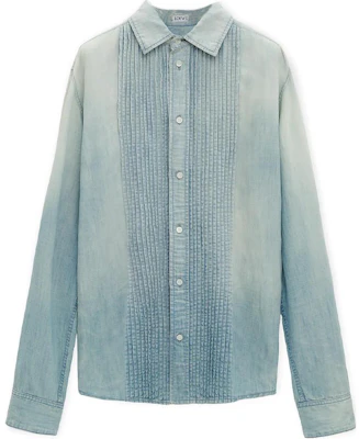 LOEWE Kemeja Denim Garis Lengan Panjang Biru Indigo Pudar - Casual Fit H526Y1DW03-5825 Order LOEWE Kemeja Denim Garis Lengan Panjang Biru Indigo Pudar - Casual Fit H526Y1DW03-5825