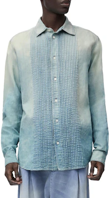 LOEWE Kemeja Denim Garis Lengan Panjang Biru Indigo Pudar - Casual Fit H526Y1DW03-5825 Shop LOEWE Kemeja Denim Garis Lengan Panjang Biru Indigo Pudar - Casual Fit H526Y1DW03-5825