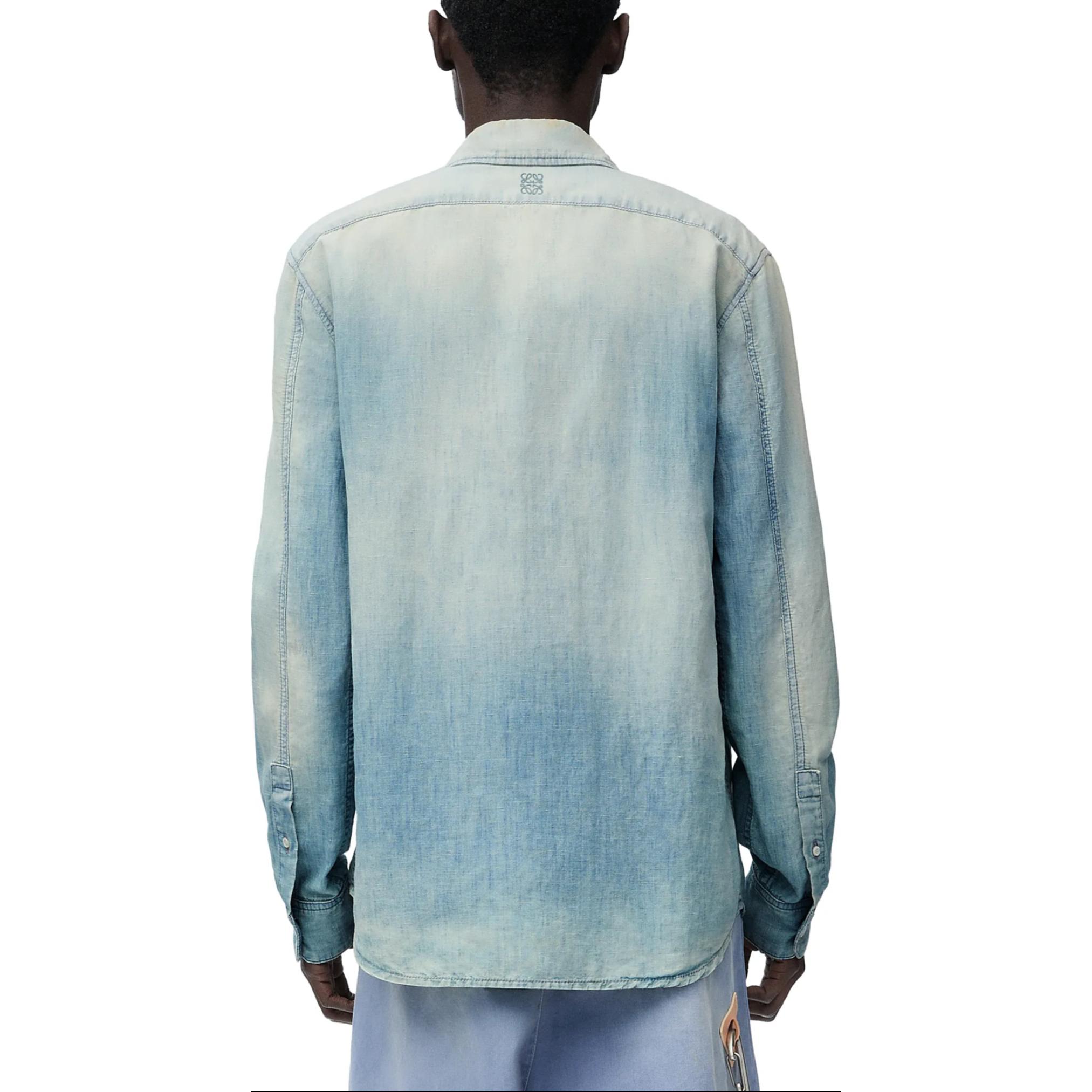 Purchase 로에베 스트라이프 데님 롱슬리브 셔츠 블리치드 인디고 블루 - 캐주얼 핏 H526Y1DW03-5825