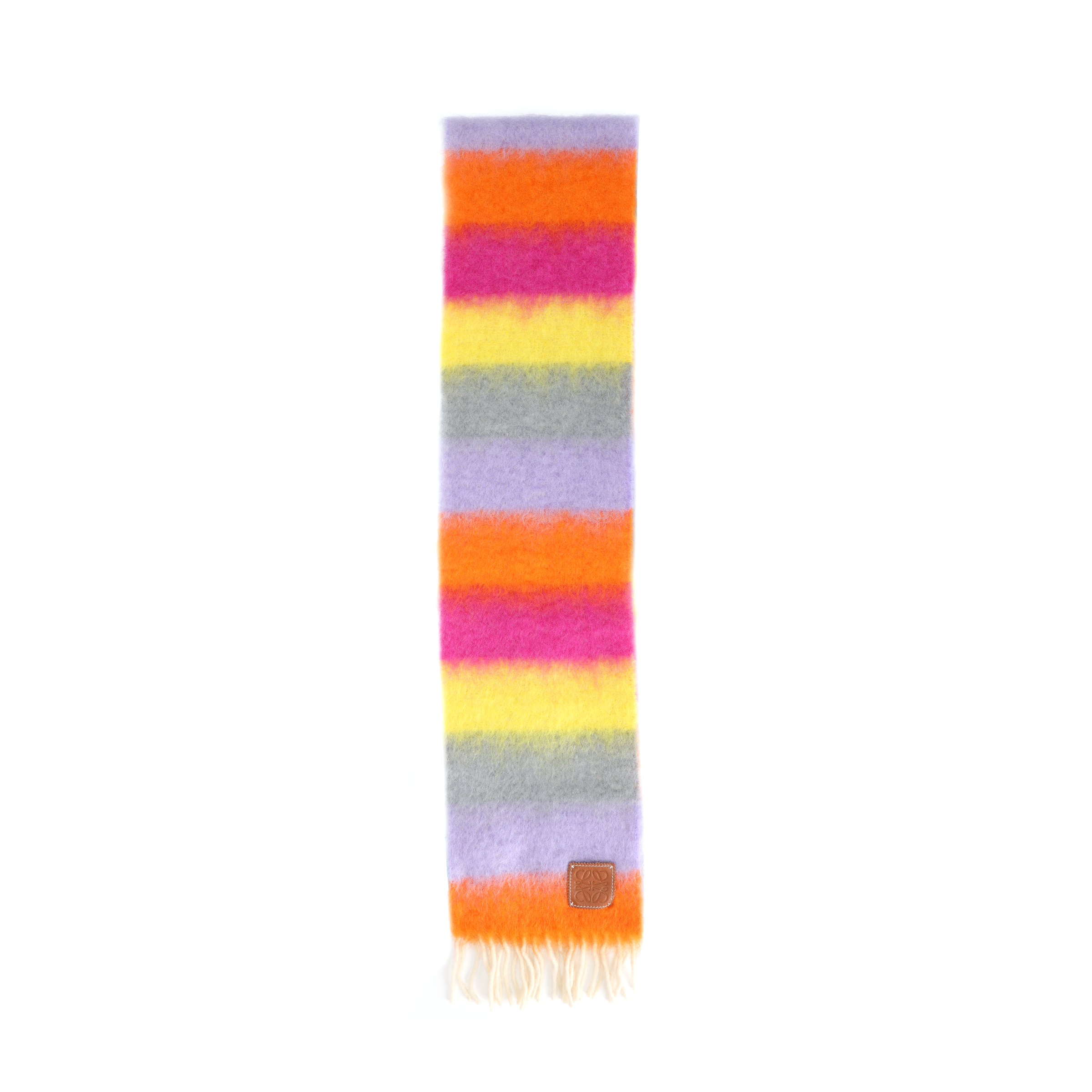 LOEWE Striped Multicolor Mohair Knit Scarf Unisex Couple Style. F655257X15-9139