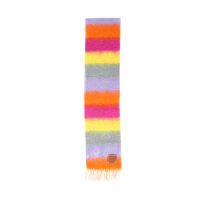 LOEWE Striped Multicolor Mohair Knit Scarf Unisex Couple Style. F655257X15-9139