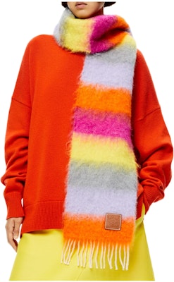 LOEWE 条纹多色马海毛围巾 情侣款式 男女通用. F655257X15-9139 Shop LOEWE 条纹多色马海毛围巾 情侣款式 男女通用. F655257X15-9139