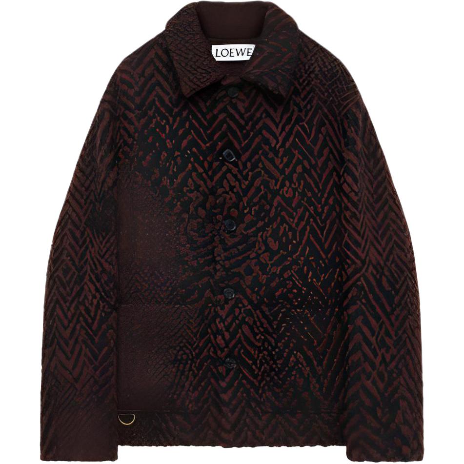 LOEWE Striped Print Button-Up Long-Sleeve Jacket for Men Black/Brown H526Y03WBI-1103