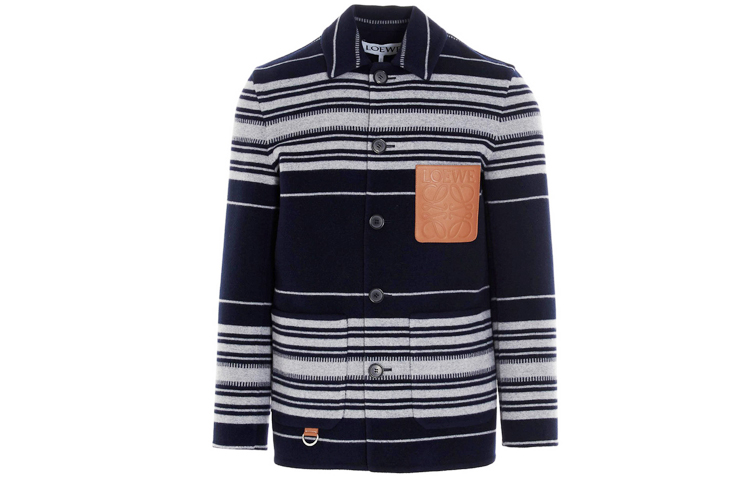 LOEWE Striped Wool Cashmere Loose Knit Sweater Blue H526330XAL-5110