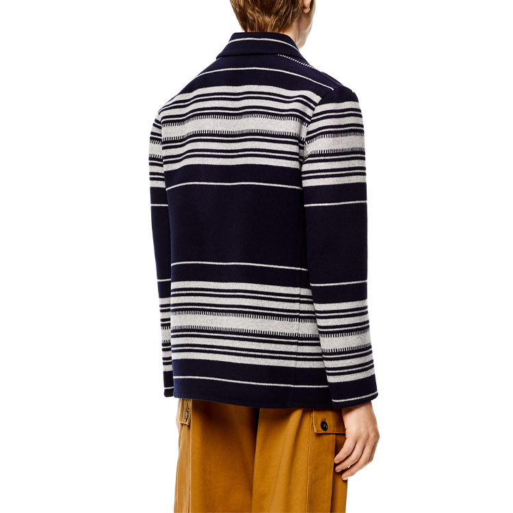 Purchase 로에베 스트라이프 울 캐시미어 루즈 니트 스웨터 블루 H526330XAL-5110